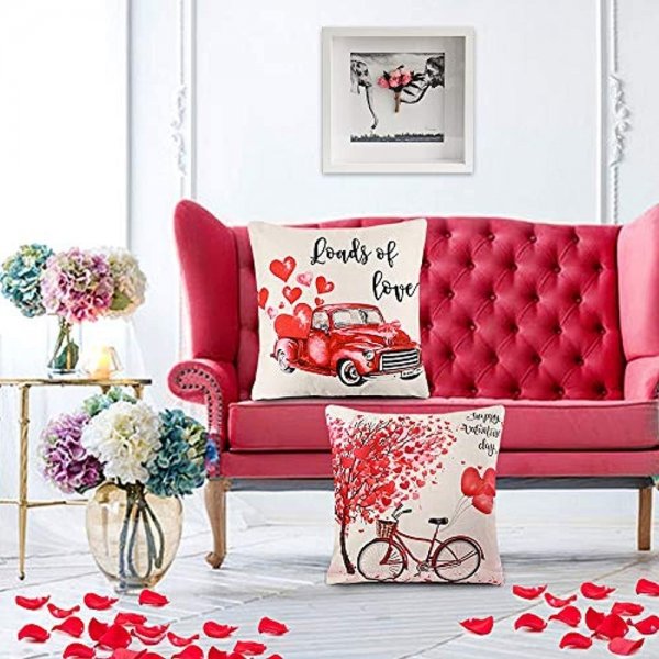 Funharly Valentines Pillow Covers Set of 2 Valentine's Day Decorations Throw Farmhouse Pillow Case
