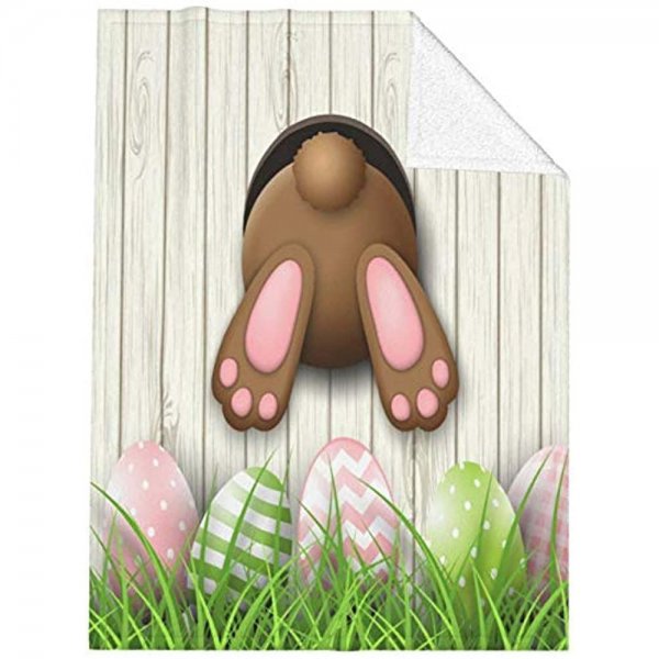 Salmoon Fleece Blanket Easter Brown Bunny Warm Sherpa Bed Blanket Soft Throw Blanket