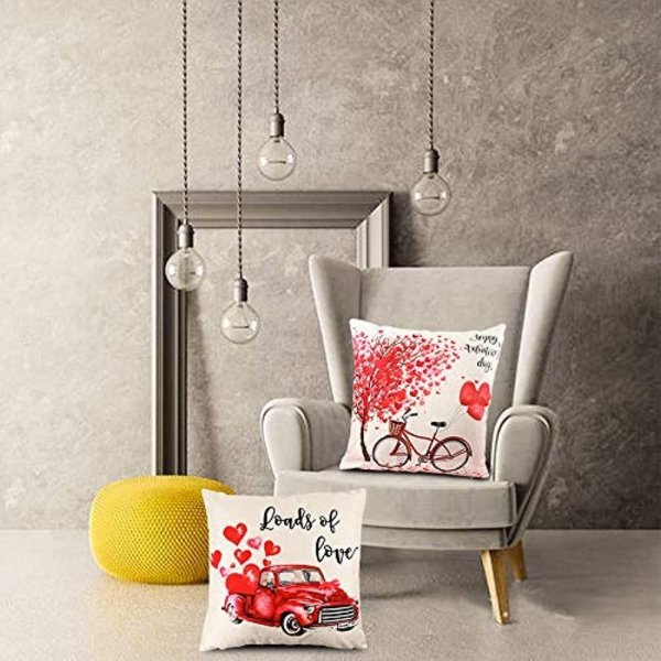 Funharly Valentines Pillow Covers Set of 2 Valentine's Day Decorations Throw Farmhouse Pillow Case