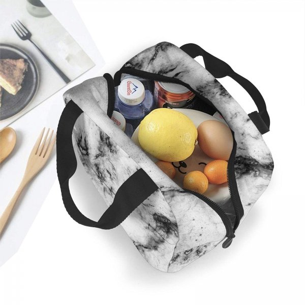 BubGuppy Marble Lunch Bag, Lunch Box Marble Insulated Cooler Bags, Cooler Tote For Picnic Camping Work Travel For Women Men Home School Office Outdoor Use and Girls Boys Marble Lunch Box
