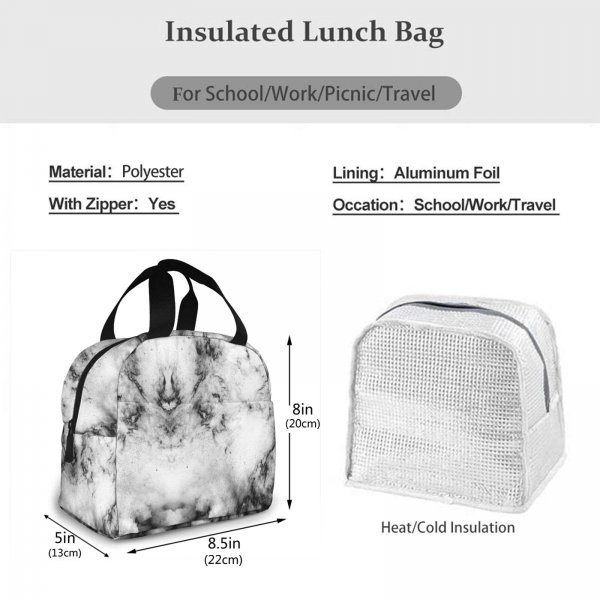 BubGuppy Marble Lunch Bag, Lunch Box Marble Insulated Cooler Bags, Cooler Tote For Picnic Camping Work Travel For Women Men Home School Office Outdoor Use and Girls Boys Marble Lunch Box