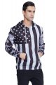 SpaceJaw Men's Distressed Black USA Flag Hoodie - Vintage Hooded Sweatshirts Apparel with Pockets